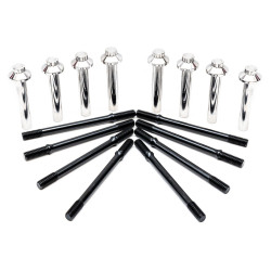 PartzBiz HD 3024 - Feuling 12Point Cylinder Stud Head Bolt Kit Chrome Black Harley M-Eight 17-21 M8