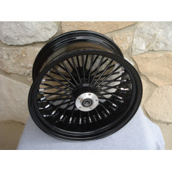 PartzBiz HD 37-731 - 18” X 10.5 48 Fat King Daddy Mammoth Black Out Spoke Rear Wheel Black Rim Harley