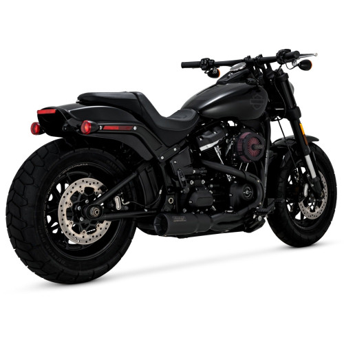 PartzBiz HD: 3486209-Vance & Hines Black 2 Into 1 Upsweep Short Exhaust System Harley Softail 18+ M8