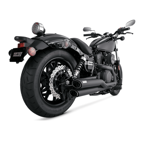 PartzBiz HD: 3452288-New Vance & Hines Black Twin Slash Staggered Exhaust Pipes 2013-2017 Yamaha Bolt