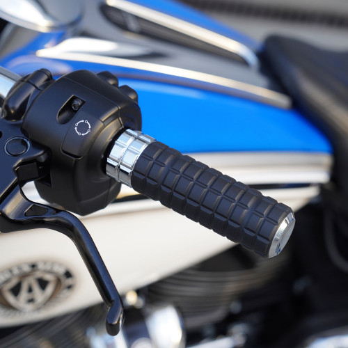 PartzBiz HD: 3485257-Arlen Ness Speedliner Rubber Grips Chrome TBW Billet 1” Pair Harley Big Twin 06+