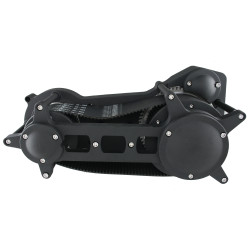 PartzBiz HD 58-946 - Black Ultima 3.35” Open Drag Race Style Belt Drive Harley Primary Harley Softail