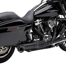 PartzBiz HD 6271B-1 - Cobra Turn Out 2 เป็น 1 Exhaust Header Black Heat Shield 4‚” Harley Touring 17+
