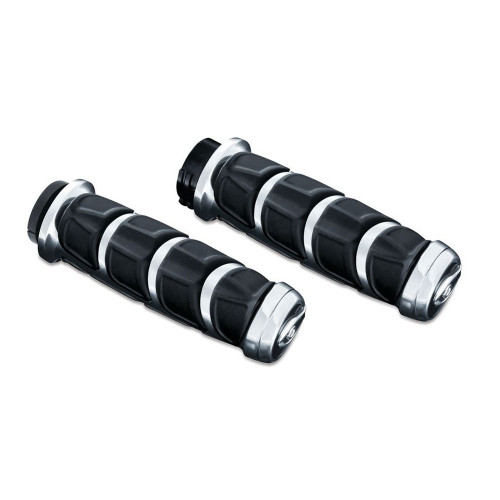 PartzBiz HD: 3455123-Kuryakyn Chrome Kinetic Hand Grips Dual Cable Throttle Rubber Harley XL Softail