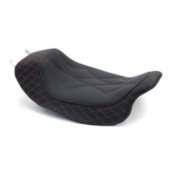 PartzBiz HD 75130AB - Mustang Black Revere Journey Solo Seat Red Diamond Stitch Harley 08-20 Touring PartzBiz HD 75130AB - Mustang Black Revere Journey Solo Seat Red Diamond Stitch Harley 08-20 Touring