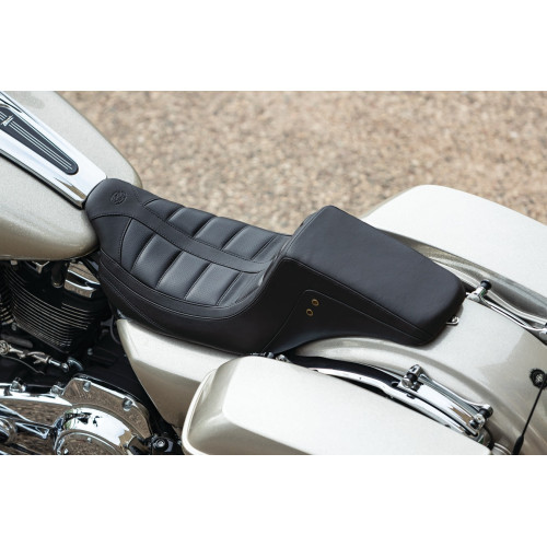 PartzBiz HD: 3489316-Mustang Squareback One-Piece Seat Tuck and Roll Black Gray Harley Touring 2008+