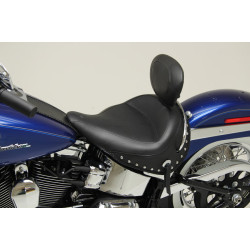 PartzBiz HD 76232 - Mustang Wide Solo Seat สีดำล้วน 2005-2017 Harley Softail Deluxe FLSTN 76232