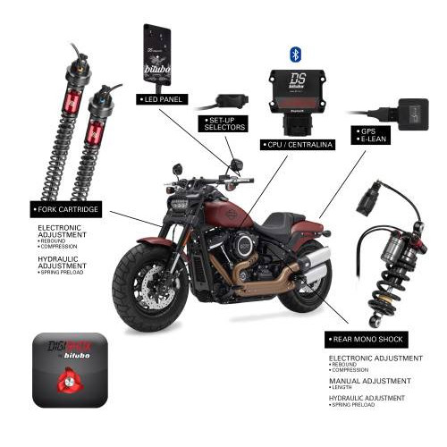 PartzBiz HD: 3466707-Bitubo Electronic Digital DigiShox Suspension Shocks Kit Harley Softail FXFB 18+