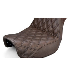 PartzBiz HD 806-04-175BR - Saddlemen Step Up Brown Lattice Stitch 2 Up Seat Harley 2006-2017 Dyna FXD FLD