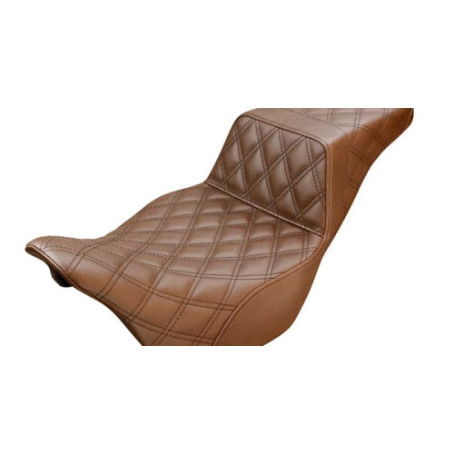 PartzBiz HD: 3475559-Saddlemen Brown Lattice Stitch Extended Reach Step 2 Up Seat Harley Touring 08+