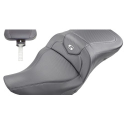PartzBiz HD 808-07B-185BRHC - Saddlemen Heated Road Sofa Gel 2 Up Seat Removable Backrest Harley 08+ Touring