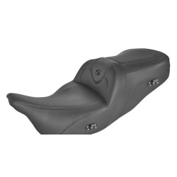 PartzBiz HD 808-07B-187THCT - Saddlemen Black Stitch Heated RoadSofa Seat One-Piece 2009+ Harley Tri-Glide