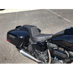 PartzBiz HD 818-29-175-BROWNCRB-GR-BRLS-BLCH - Saddlemen Step Up Brown Lattice Stitch Carbon Gripper Seat Harley Softail FXLRS