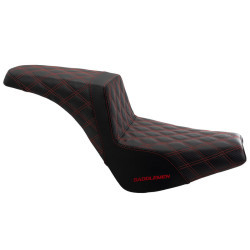 PartzBiz HD 818-30-175-REDLS-GRIP-BLKCARBONF - Saddlemen Step 2 Up Red Lattice Stitch Seat Harley Softail 18+ Street Bob FXST