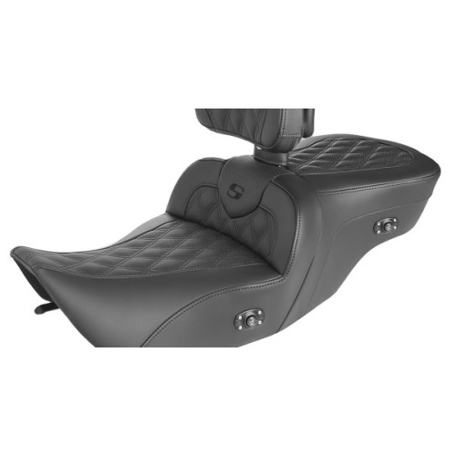 PartzBiz HD: 3489168-Saddlemen Roadsofa Heated Lattice Stitch ที่นั่งพนักพิงเจล Harley Touring 99-07