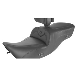PartzBiz HD 897-06-187BRHCT - Saddlemen Roadsofa Extended Seat Black Backrest Gel Heat Harley Touring 99-07