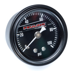 PartzBiz HD 9043 - Feuling 1.5” Black Face Oil Pressure 0-100 Gauge 1/8” NPT Male Back Port Harley