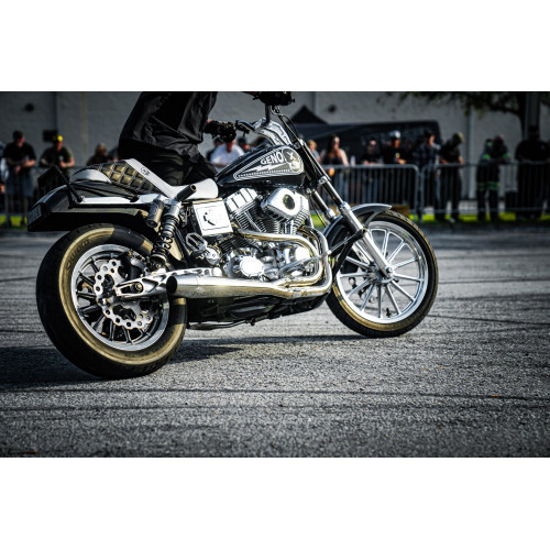 PartzBiz HD: 3459148-Sawicki Speed Shop แปรงสแตนเลส 2 เป็น 1 ท่อไอเสีย Harley Dyna FXD