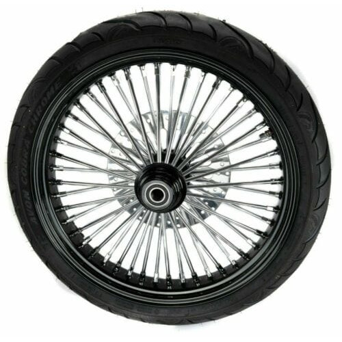 PartzBiz HD: 3462739-21 x 3.5 สีดำ 46 Fat King Spoke Front Single Disc Wheel Rim แพคเกจ BW Harley