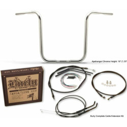 PartzBiz HD B28-315T + 0610-1799 - Burly Gorilla 16‚” Ape Hangers ชุดสายเคเบิลแฮนด์บาร์โครเมียม Harley FXST