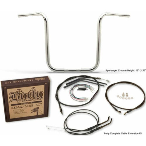 PartzBiz HD: 3464989-Burly Gorilla 16” Ape Hangers Chrome Handlebars Cable Kit Package Harley FXST . PartzBiz HD: 3464989-Burly Gorilla 16” Ape Hangers Chrome Handlebars Cable Kit Package Harley FXST .