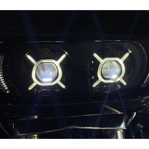 PartzBiz HD: -Custom Dynamics Double-X LED Headlight Black Clear LED Harley Bagger FLTR 2015+