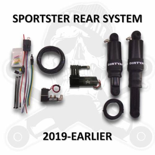 PartzBiz HD: 3463964-Dirty Air Black Rear Aluminum Air Ride Shocks Suspension Kit Harley Sportster XL