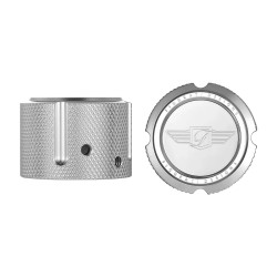 PartzBiz HD FD01-FAC-SS - ฝาครอบน๊อตเพลาหน้าสแตนเลส Figurati Designs โลโก้คู่ชุด Harley 25mm PartzBiz HD FD01-FAC-SS - ฝาครอบน๊อตเพลาหน้าสแตนเลส Figurati Designs โลโก้คู่ชุด Harley 25mm