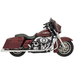PartzBiz HD FLH-517L - Bassani Megaphone Slip On Mufflers Chrome Tapered Pipes Harley Touring 99-16