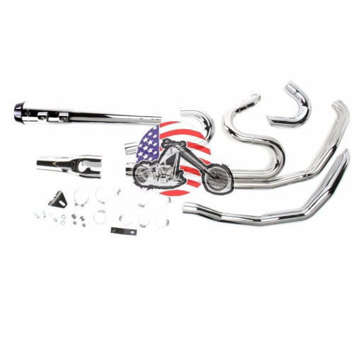 PartzBiz HD: 3443035-Bassani Road Rage 2 into 1 II B4M Exhaust Pipe System 4” Chrome Harley Touring