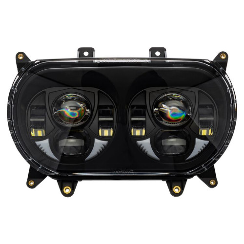 PartzBiz HD: 3487479-Hogworkz White LED Black Dual Visionz Head Light Lamp Harley Touring FLTR 2015+