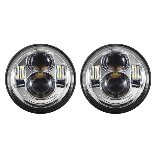 PartzBiz HD: 3486416-Hogworkz Chrome LED 4.65” Dual Daymaker Style Headlights Harley Dyna Fat Bob