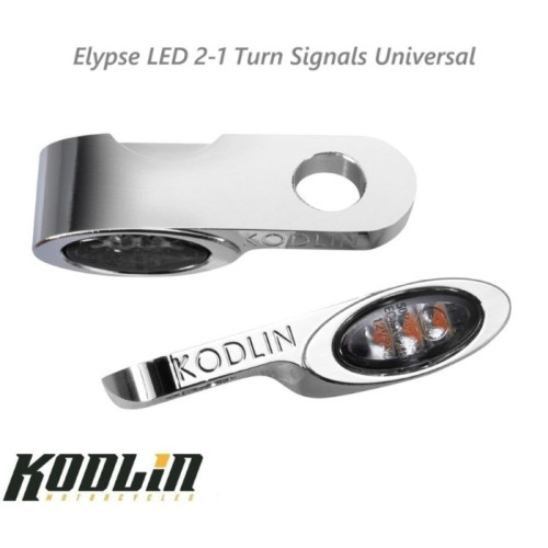 PartzBiz HD: 3482561-Kodlin Chrome Elypse LED 2-1 Front Turn Signals Running Light Universal Fitment PartzBiz HD: 3482561-Kodlin Chrome Elypse LED 2-1 Front Turn Signals Running Light Universal Fitment