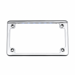 PartzBiz HD LPF-HRZ-C-LP - โครงป้ายทะเบียนรถจักรยานยนต์แบบ Dynamics Chrome Flat Horizonal แบบกำหนดเองพร้อมไฟ LED LPF-HRZ-C-LP