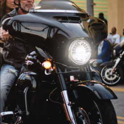 PartzBiz HD PB-7PA-C - Custom Dynamics ProBeam Chrome 7" Round LED Adaptive 2 Pedestal Headlamp Harley sportster