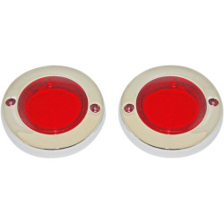 PartzBiz HD PB-FLAT-BEZ-CR - Chrome ProBeam Flat Bezel Turn Signal Adapters w/Red Lens PartzBiz HD PB-FLAT-BEZ-CR - Chrome ProBeam Flat Bezel Turn Signal Adapters w/Red Lens