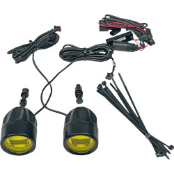 PartzBiz HD PB-FOG-BCM-YB - Custom Dynamics ProBEAM LED Halo Fog Lights Black Pair Yellow Harley Custom