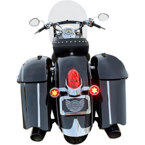 PartzBiz HD: -Custom Dynamics ProBeam Red Lens cHROME Dynamic Ringz LED Turn Signals 14-19 Indian springfield roadmaster 2020-1742 20201742