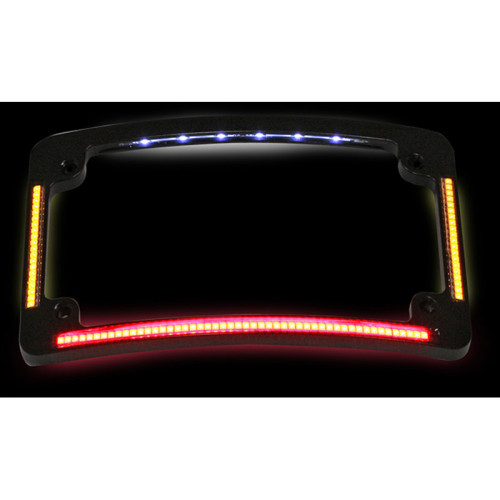PartzBiz HD: -Custom Dynamics TF05-B สีดำ All-In-One LED Quad รัศมีแนวนอนกรอบป้ายทะเบียน Universal 2030-0788 20300788 Harley เมตริก Honda Yamaha Kawasaki Triumph Victory