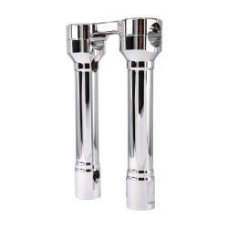 PartzBiz HD TSC-8100-3 - Thrashin’ Hole Shot Risers 8” Chrome Aluminum Pair Top Clamp 1” dia OE Harley