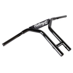 PartzBiz HD hb4002514b - Factory 47 MX47 Bar T Handlebars 14” 1-1/4” Black Straight Harley Softail Dyna