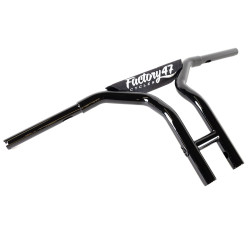 PartzBiz HD hb4102512b - Factory 47 MX47 Bar T Handlebars 12” 1-1/4” Black Pullback Harley Softail Dyna