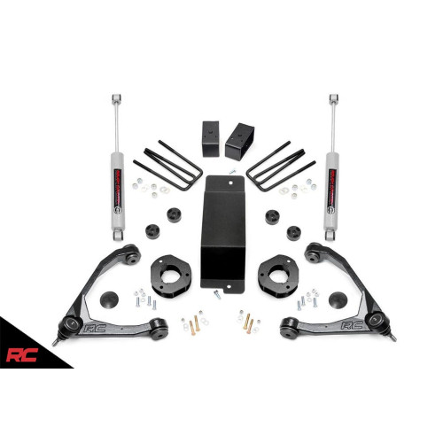 PartzBiz HD: 4425311-07-16 Chevrolet GMC 1500 4WD 3.5" Rough Country Lift Kit - Cast Steel RC 19431 Best New Front Rear Suspension Upgrade Shocks Control Arms Spacers Blocks Axle N3 4x4 Denali LS High Country Z71 