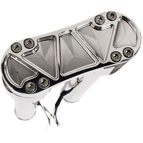 PartzBiz HD: 4425019-Accutronix Chrome Bandit 10” Risers แบบเกลียวไม่มีอะแดปเตอร์เมาท์เกจ 1-1/8 แคลมป์