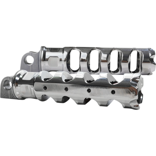 PartzBiz HD: 4425027-Accutronix Chrome Muzzle Brake Folding Footpegs Pair Harley Male Mount 