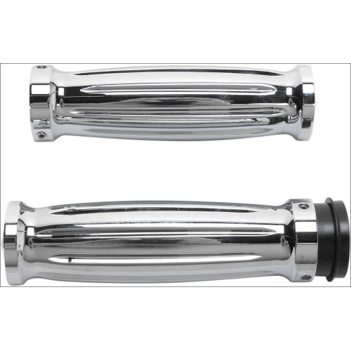 PartzBiz HD: 4424994-Accutronix Custom Gothic Style Chrome Hand Grips for Harley Throttle by Wire | GR101-IC