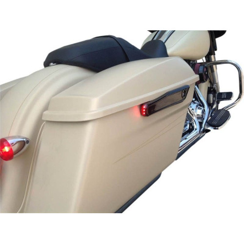 PartzBiz HD: 4424839-Alloy Art Black LED Lighted Saddlebag Hinge Covers CNC Harley Touring 14-Up