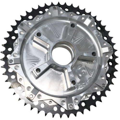 PartzBiz HD: 4424841-Alloy Art Black w/ Machine Cush Drive Carrier 51T Chain Conversion Harley FLH/T 09-21