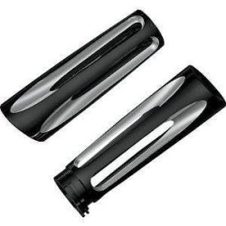 PartzBiz HD AN07-132 - Arlen Ness Black Ano Deep Cut Billet Grips for Harley Dual Throttle Cable Models | 07-132