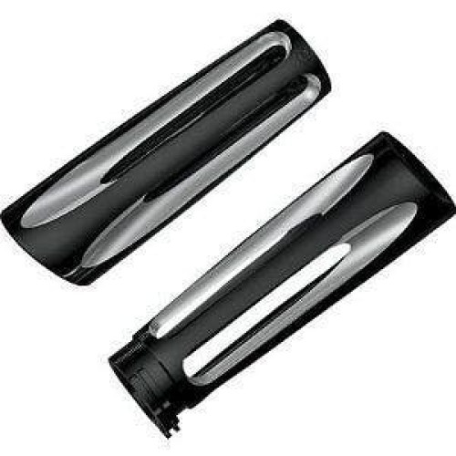 PartzBiz HD: 4423637-Arlen Ness Black Ano Deep Cut Billet Grips for Harley Dual Throttle Cable Models | 07-132